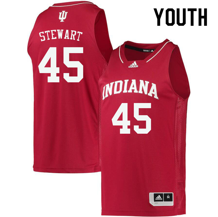 Youth #45 Parker Stewart Indiana Hoosiers College Basketball Jerseys Sale-Crimson